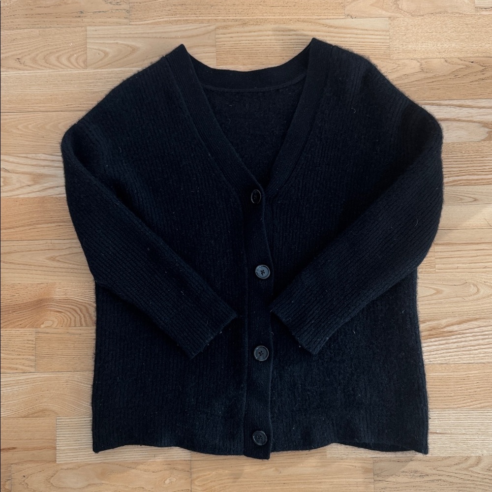 Quince boyfriend cashmere sweater black xs